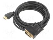 Cable; DVI-D (18+1) plug,HDMI plug; 3m; black; single link; 30AWG LANBERG