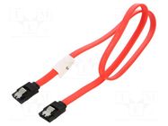 Cable: SATA; SATA plug,both sides; 0.5m; with metal latches; red LANBERG