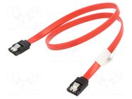 Cable: SATA; SATA plug,both sides; 0.5m; with metal latches; red LANBERG