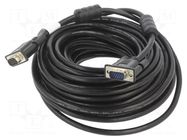 Cable; D-Sub 15pin HD plug,both sides; black; 15m; black LANBERG