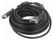 Cable; D-Sub 15pin HD plug,both sides; black; 15m LANBERG