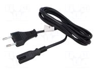 Cable; CEE 7/16 (C) plug,IEC C7 female; PVC; Len: 1.8m; black LANBERG