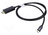 Adapter; USB 3.2; HDMI plug,USB C plug; gold-plated; 1m; black LANBERG