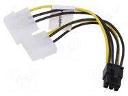 Cable: mains; Molex male x2,PCIe 6pin female; 150mm LANBERG