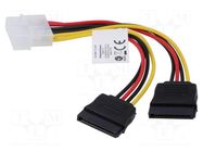 Cable: mains SATA; Molex male,SATA 15pin female x2; 0.15m LANBERG