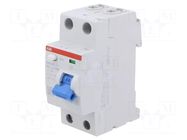 RCD breaker; Inom: 40A; Ires: 30mA; Max surge current: 5000A; IP20 ABB