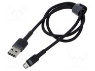 Cable; High Speed,USB 2.0; 0.5m; black; textile; 2.4A BASEUS