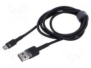 Cable; High Speed,USB 2.0; 1m; black; textile; 2.4A BASEUS