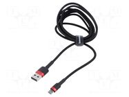 Cable; High Speed,USB 2.0; 2m; black; textile; 1.5A BASEUS