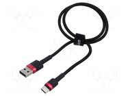 Cable; High Speed,USB 2.0; USB A plug,USB C plug; 0.5m; black BASEUS