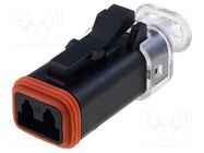 Connector: wire-wire; AT; female; plug; for cable; PIN: 2; black AMPHENOL