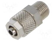 Screw-on fitting; threaded; max.15bar; nickel plated brass PNEUMAT