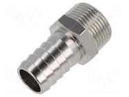 Threaded fitting; connector pipe; nickel plated brass; 20mm PNEUMAT