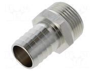 Threaded fitting; connector pipe; nickel plated brass; 25mm PNEUMAT