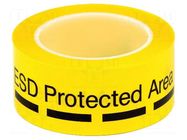 Awareness tape; L: 66m; W: 50mm; Thk: 0.057mm; PVC; yellow-black EUROSTAT GROUP