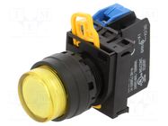 Switch: push-button; 22mm; Stabl.pos: 2; NO; yellow; LED; IP65; YW IDEC