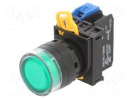 Switch: push-button; 22mm; Stabl.pos: 2; NO; green; LED; IP65; YW IDEC