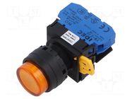 Switch: push-button; 22mm; Stabl.pos: 2; NO; orange; LED; IP65; YW IDEC