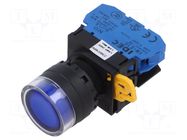 Switch: push-button; 22mm; Stabl.pos: 1; NO; blue; LED; IP65; YW IDEC