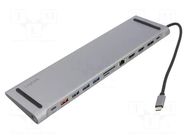 Hub USB; DisplayPort 1.0,HDMI 2.0,USB 3.2; silver; 0.15m LOGILINK