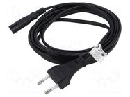 Cable; CEE 7/16 (C) plug,IEC C7 female; PVC; Len: 3m; black; 2.5A LANBERG