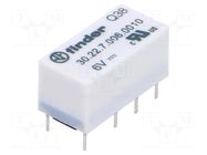 Relay: electromagnetic; DPDT; Ucoil: 6VDC; Icontacts max: 3A; 30.22 FINDER