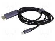 Adapter; HDMI plug,USB C plug; 1.5m; black; 8K,HDR; textile BASEUS