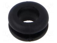 Grommet; Ømount.hole: 8mm; Øhole: 6mm; black; Panel thick: max.2mm ESSENTRA