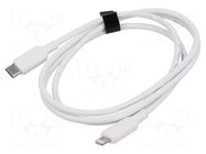 Cable; Apple Lightning plug,USB C plug; nickel plated; 1m; white VENTION