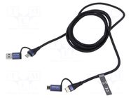 Cable; USB 2.0; USB A plug,USB B micro plug,USB C plug x2; 2m VENTION