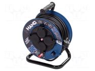 Extension lead; 3x1.5mm2; reel; Sockets: 4; rubber; black; 20m; 16A PLASTROL