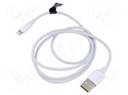 Cable; Apple Lightning plug,USB A plug; nickel plated; 1m; white VENTION