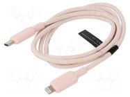 Cable; Apple Lightning plug,USB C plug; nickel plated; 1m; pink VENTION