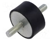 Vibration damper; M10; Ø: 50mm; rubber; L: 25mm; Thread len: 28mm ELESA+GANTER