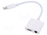 Cable; Jack 3.5mm socket,USB C socket,USB C plug; 0.15m; white GEMBIRD