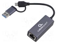 PC extension card: network; USB 3.1; PnP; grey; 0.15m GEMBIRD