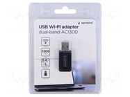 PC extension card: WiFi network; USB A plug; USB 3.0; black GEMBIRD