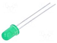 LED; green; 5mm; 30mcd; 60°; Front: convex; 2.2÷2.6VDC; No.of term: 2 LUMEX