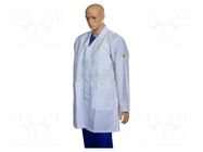 Coat; ESD; M; cotton,polyester,conductive fibers; white; 115g/m2 EUROSTAT GROUP