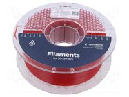 Filament: PET-G; 1.75mm; red; 220÷260°C; 1kg; High Speed GEMBIRD
