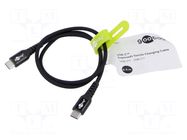 Cable; USB 2.0; USB C plug,both sides; 0.5m; black; silicone; 60W GOOBAY