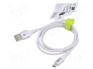 Cable; USB 2.0; USB A plug,USB C plug; 1m; white; silicone; 60W; 3A GOOBAY