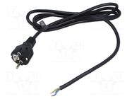 Cable; 3x1.5mm2; CEE 7/7 (E/F) plug angled,wires; PVC; 3m; black POS