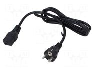 Cable; 3x1.5mm2; CEE 7/7 (E/F) plug,IEC C19 female; PVC; 2m; 16A POS