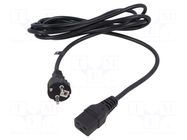 Cable; 3x1.5mm2; CEE 7/7 (E/F) plug,IEC C19 female; PVC; 3m; 16A POS