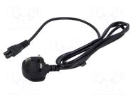 Cable; 3x0.75mm2; BS 1363 (G) plug,IEC C5 female; PVC; 1.8m; 2.5A POS