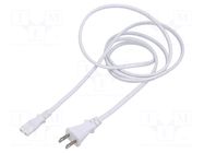 Cable; 2x0.75mm2; IEC C7 female,JIS 8303 plug; PVC; 1.8m; white LIAN DUNG