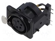 Connector: XLR; socket; female; PIN: 4; angled 90°; THT; black; 6A NEUTRIK