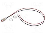Indicator: LED; prominent; red; 2.1VDC; Ø8mm; MPC; cables; 300mm BIVAR