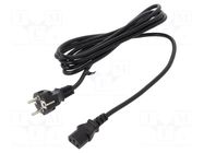 Cable; 3x1mm2; CEE 7/7 (E/F) plug,IEC C13 female; PVC; 3m; black POS